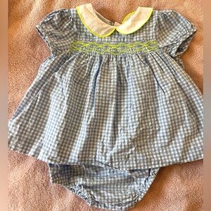 Jacadi Blue Gingham Dress with Neon Trim